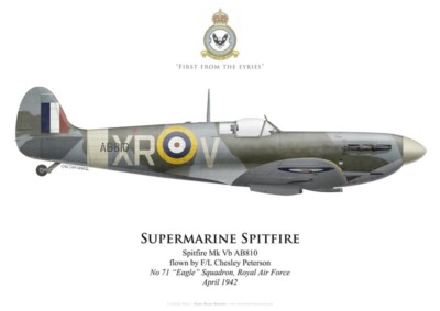 Print Spitfire Mk V, F/L Chesley Peterson, No 71 Eagle Squadron RAF (von G.Marie)