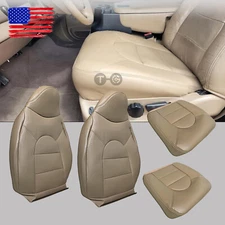 For 1999 2000 Ford F250 F350 Lariat Leather Driver Passenger Side Seat Cover Tan