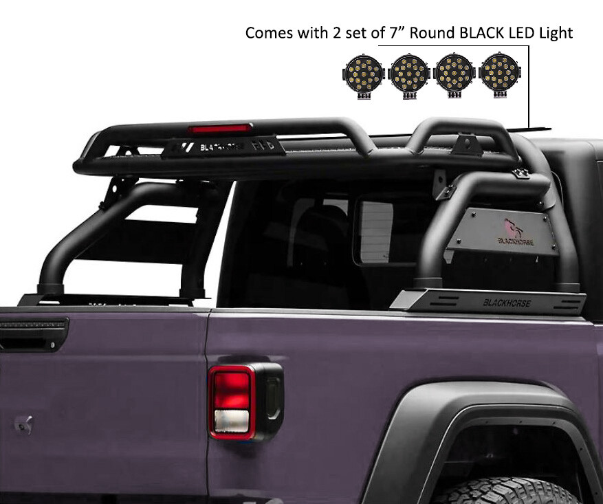 Black Horse ATLAS Roll Bar Bed Rack Black w/7