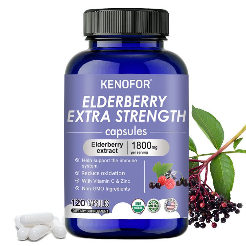 Schwarze Holunderextrakt-Kapsel, 1800 mg/Portion, Immungesundheit, Antioxidans