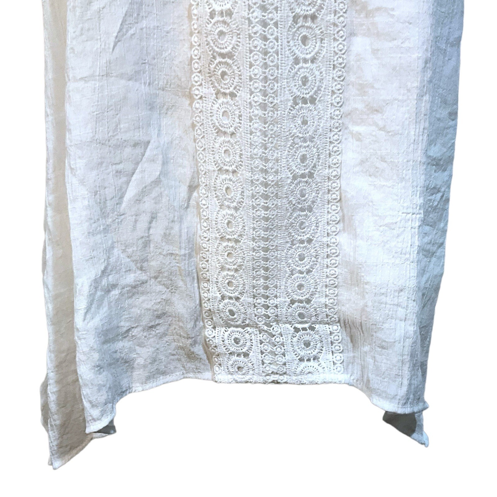 INDIGO ROSE Size L Crisp White Lace Detail Boho Sleeveless Summer Dress