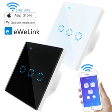 Ewelink 1/2/3 Gang Smart WiFi EU UK Glass Panel Touch Switch Wall Light Control