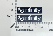 Infinity Reference Speaker Badge Logo Custom Made Satin Silver Pair