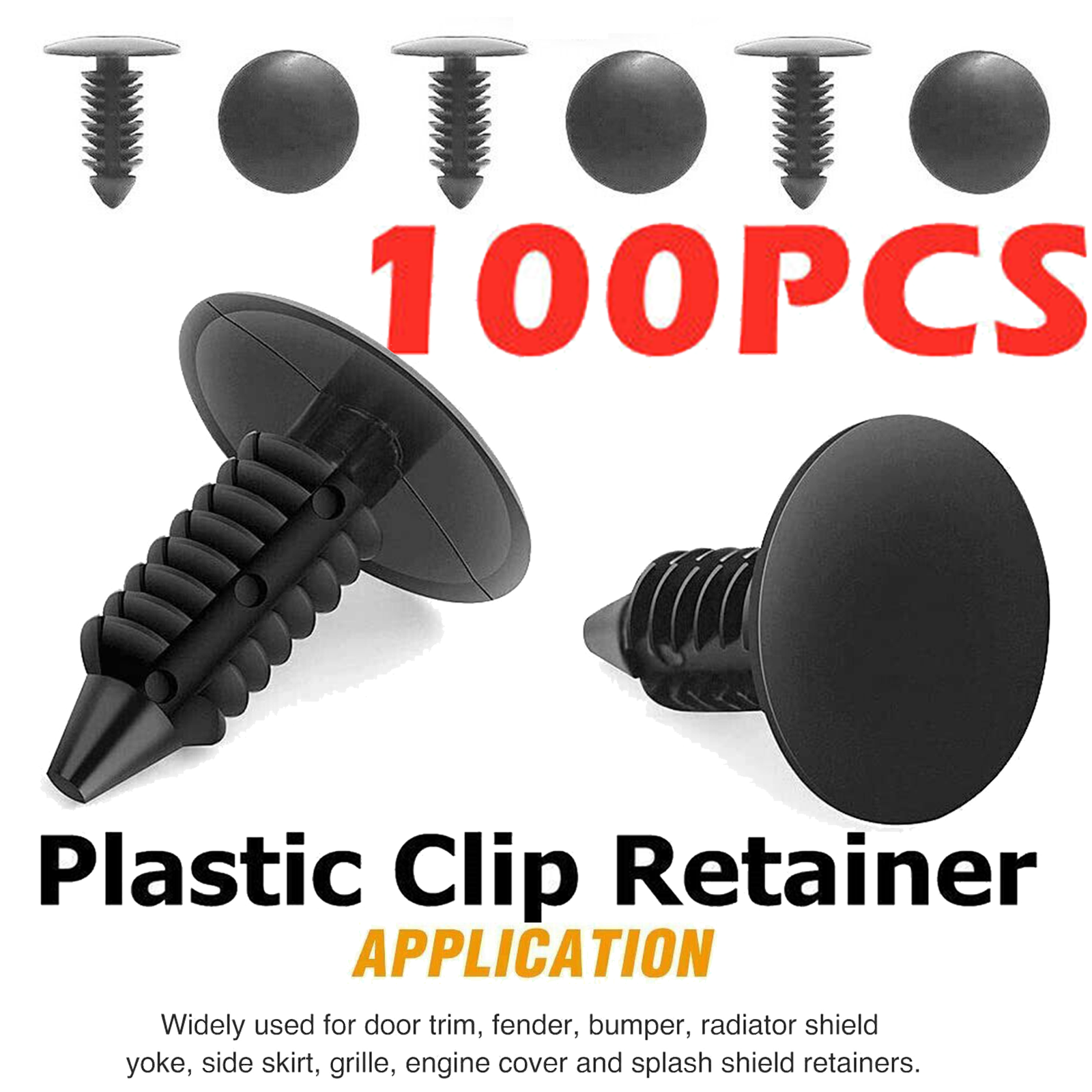 100X 8 mm Bumper Clips Auto Car Hole Plastic Rivets Fastener Fender Push Pin NEW