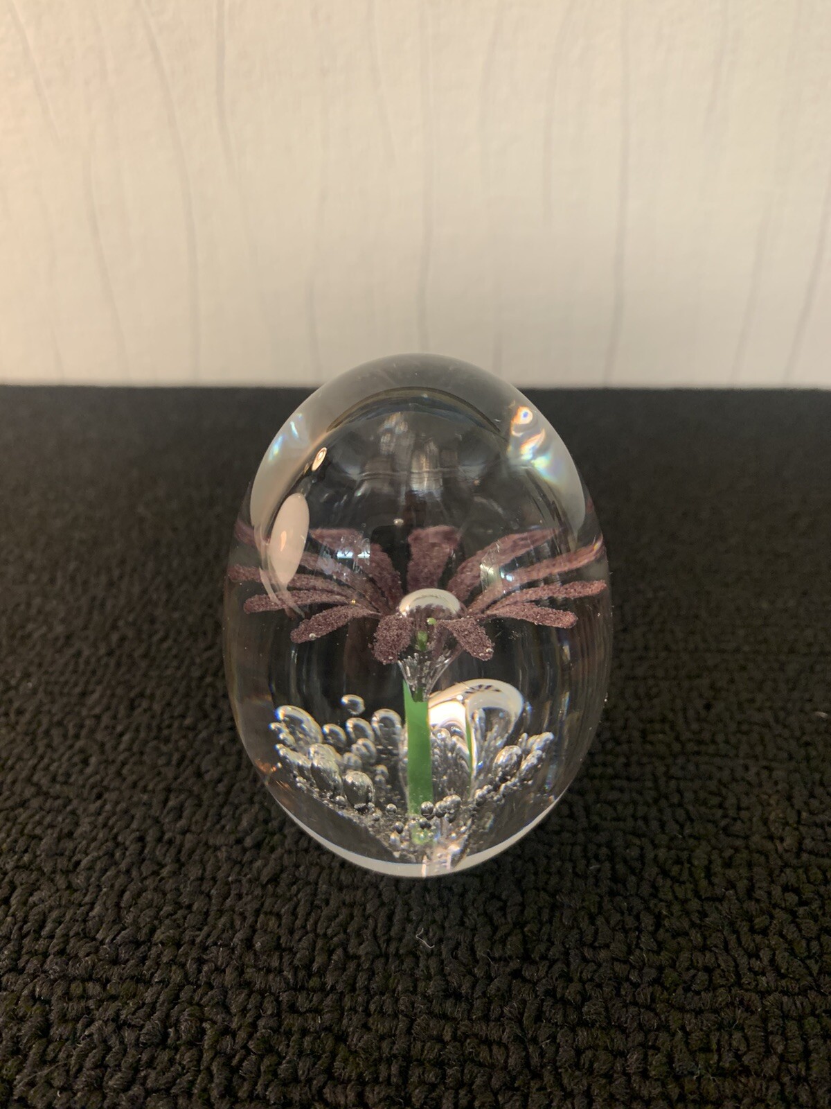 Egg Flower Paperweight In Crystal Daum France