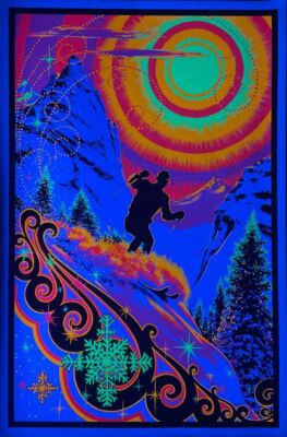 Sunrise Skier Vintage Black Light Poster 23 x 35 | eBay