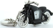 NEW GENEVA 3D BLACK & SILVER MOTORCYCLE,BIKE KEY CHAIN RING, FOB WATCH