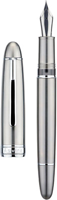 J16 Solid Titanium Fountain Pen with Fine Nib & Piston Filling System
