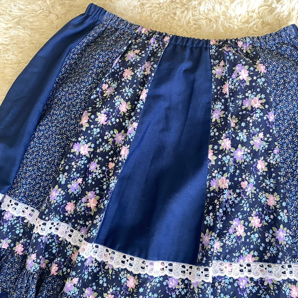 Винтажная пэчворк юбка коттедж 70-х с цветочным рисунком богемное хиппи прерия ситцевая - Изображение 3 из 4