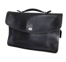 Vintage Coach Briefcase Black Leather 5265 Lexington Laptop Bag Turnlock Detail