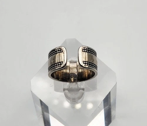 Vintage Sterling Silver Native 10mm Wide Band Open Cuff Ring Size 8