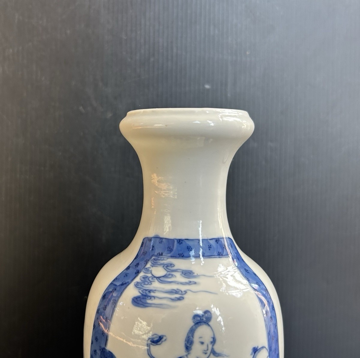 アンティーク 中国 ホワイト ジェード ANTIQUE 19th C CHINESE BLUE & WHITE FIGURES DECOR PORCELAIN VASE