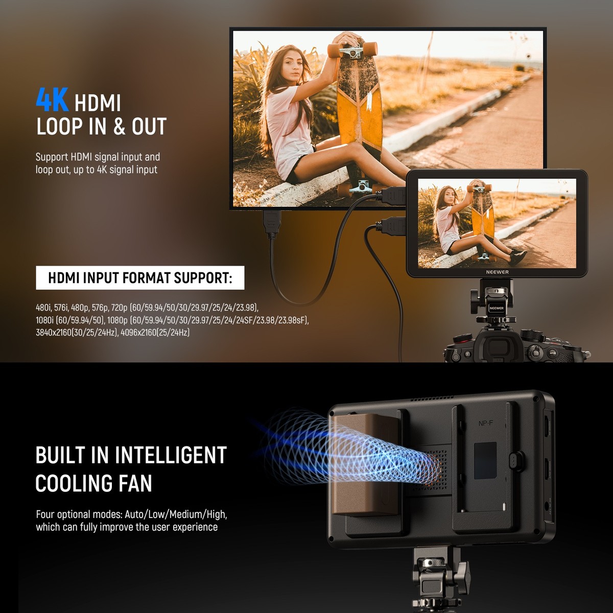 NEEWER F700 7inch Camera Monitor 2000nit HD Touch Screen 4K HDMI