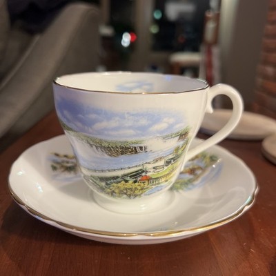 Vintage Adderley Fine Bone China Teacup And Saucer England Canoe & Stream