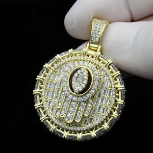 Authentic 2.20Ct Lab Created Diamond Evil Eye Hamsa Pendant 14K Yellow Gold Plated 18''