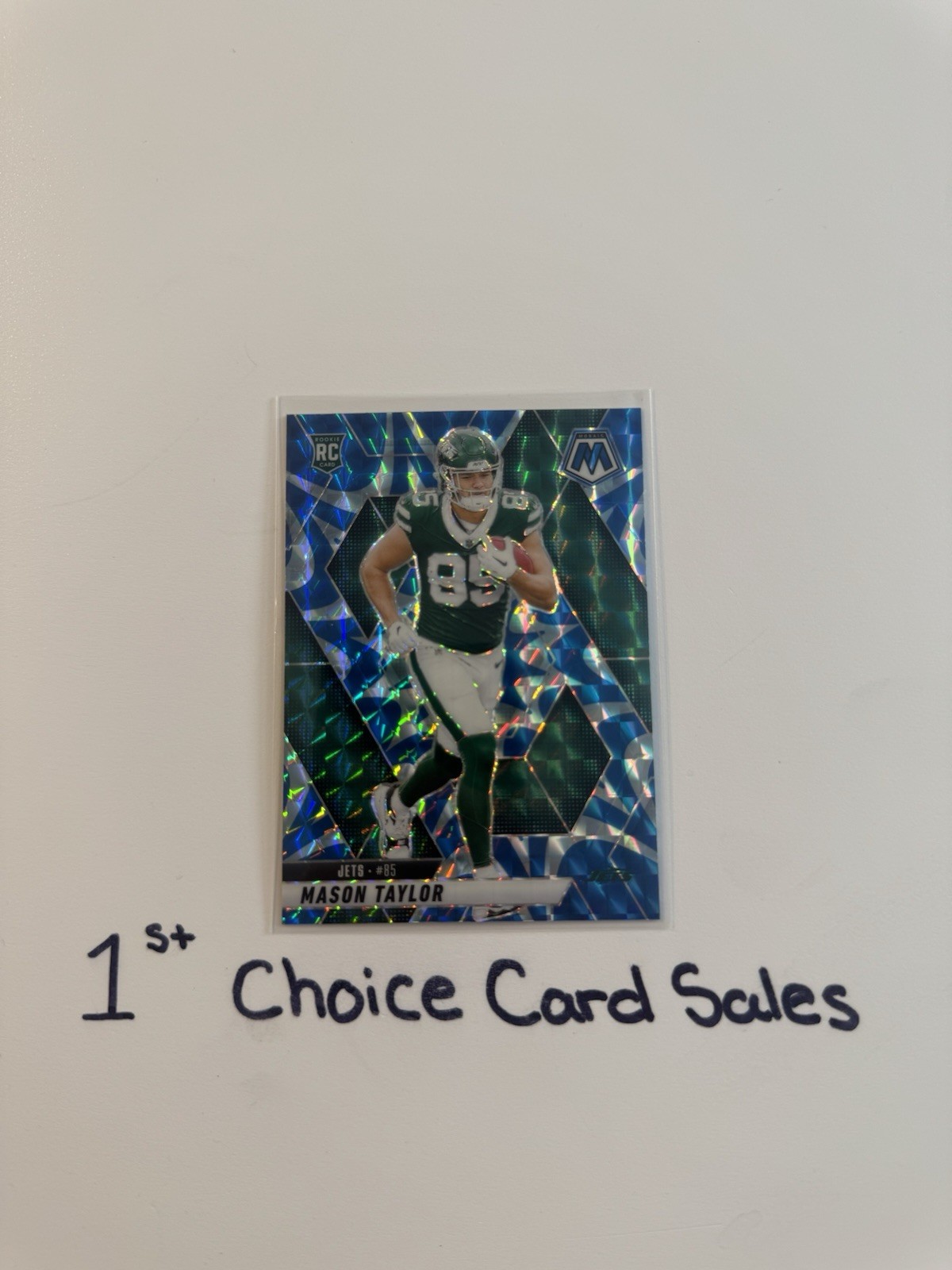 2025 Panini Mosaic #324 Mason Taylor Blue Reactive Mosaic Prizm RC JETS