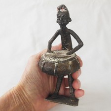 Ancienne STATUETTE Africaine METAL Peint - African statue