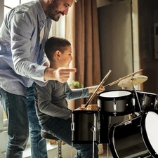 5-Piece for Beginners,16"Full Size Complete Junior Drum Kit /w Adjustable Throne