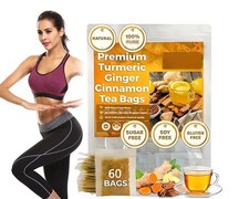 Turmeric, Ginger, Cinnamon Tea Bags, 100 Natural  No Additives  Caffeine Free