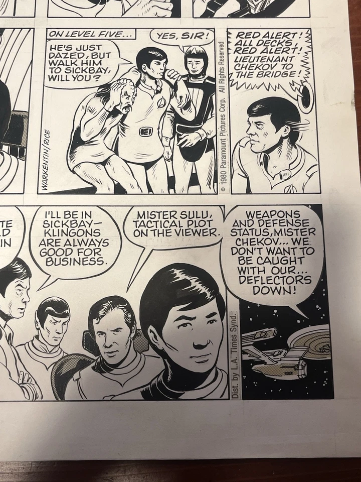 Star Trek Comic Strip 6/1/80 Original Art! It Has Kirk Spock Sulu Uhura Scotty+ - Image 3 of 4