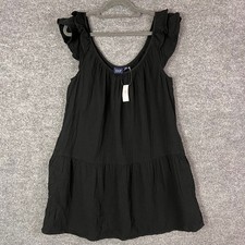 NEW Gap Mini Dress Womens Medium Ruffle Sleeve Tiered Cotton Gauze Pockets