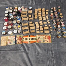 Bulk Collection Antique Wooden Spools, Needle booklets, thimble, etc.