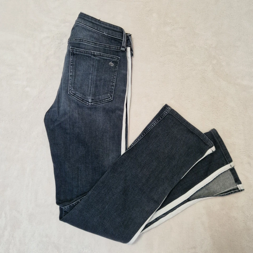 Rag & Bone Damenjeans 27 x 31 Cate schwarz ausgestellt mittelhoher Bund - Bild 4 von 4