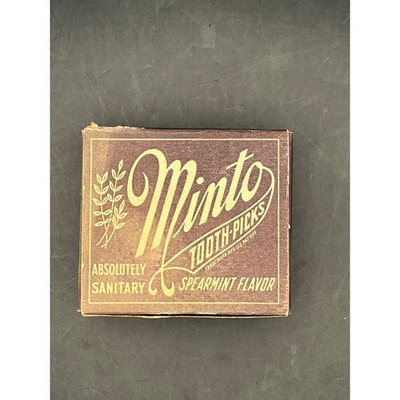 Vtg NIB Minto Toothpicks Box Spearmint Flavor Collectible Advertising Saginaw