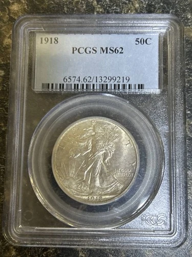 1918 P Half Dollars Liberty Walking PCGS MS-62