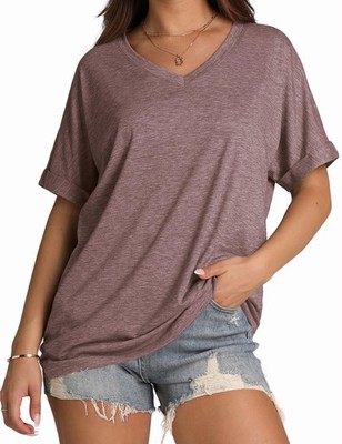 Women's Clothing Plus Size Shirts Spring Summer Break Essential 2025 Tops V N...