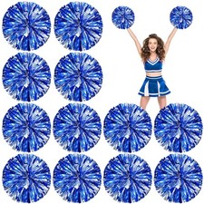 Deekin 12 Pcs Cheerleading Pom Poms Cheerleader Squad Blue and Silver