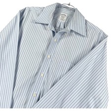 Brooks Brothers Button Down Mens 16-34 Blue Striped Regent Fit Non-Iron Shirt