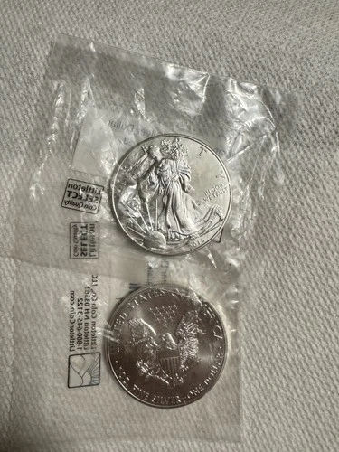 TWO 2015 WALKING LIBERTY AMERICAN EAGLE .999 FINE SILVER DOLLAR COIN UNOPENED