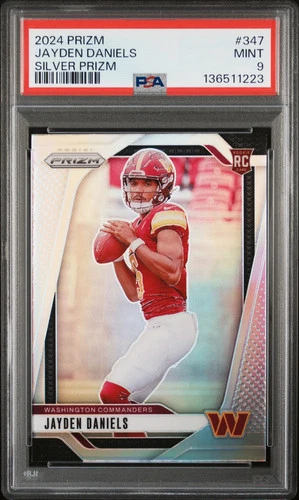 PSA 9 2024 Panini Prizm Jayden Daniels Silver Rookie RC #347