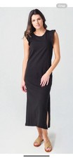NWT Everere size L Blakely slub midi dress in navy blue slit in the side cotton