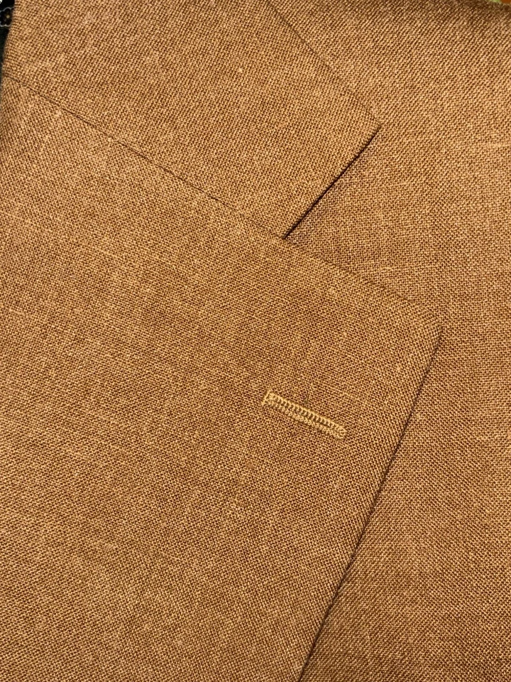 Blazer Abrigo Deportivo Suit Supply Personalizado Lana Seda Lino 46s Marrón Tabaco  Foto 3 de 4