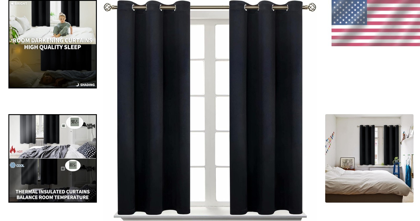 Elegant Blackout Curtains - Grommet Thermal Insulated Drapes, Set of 2, 54"x38"