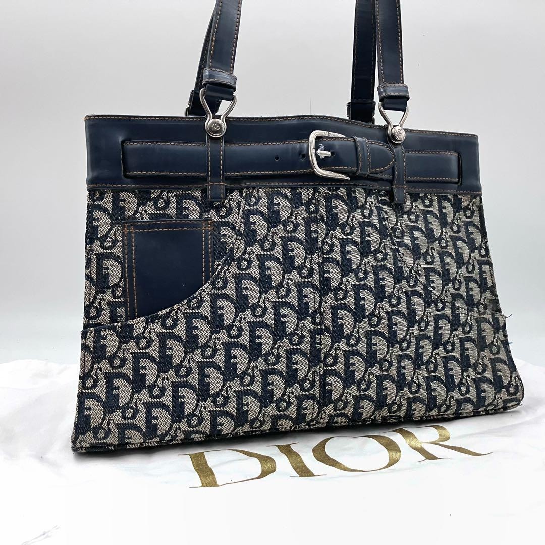 Christian Dior 2953 Trotter hand tote bag navy Women's Auth From Japan TK
