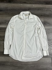 Burberry London White Long Sleeve Button Up Preppy Retro Work - Men  s 15 38 