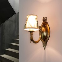 Filigrane Jugendstil Wandleuchte Echt Messing Bronziert Stoffschirm Wandlampe