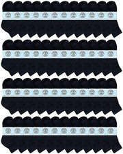 48PK Wholesale Bulk Kids Mid Ankle Socks, Cotton Athletic Ankle Socks 4-6 Black