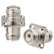 MOOKEERF 2 Pack SO239 Connectors 4-Hole Flange Panel Small, Silver