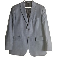 Jos A Bank Blue Wool Windowpane Blazer Wool Plaid 2 Button Tailored Preppy