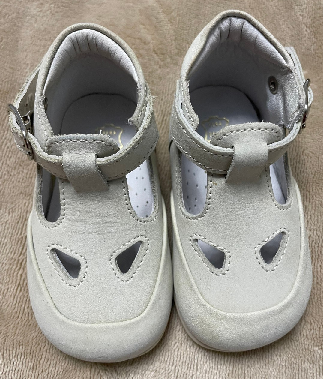 Chicco Beige Leather Infant Baby Size EU 18 US 3 Vera Pelle Made in Italy
