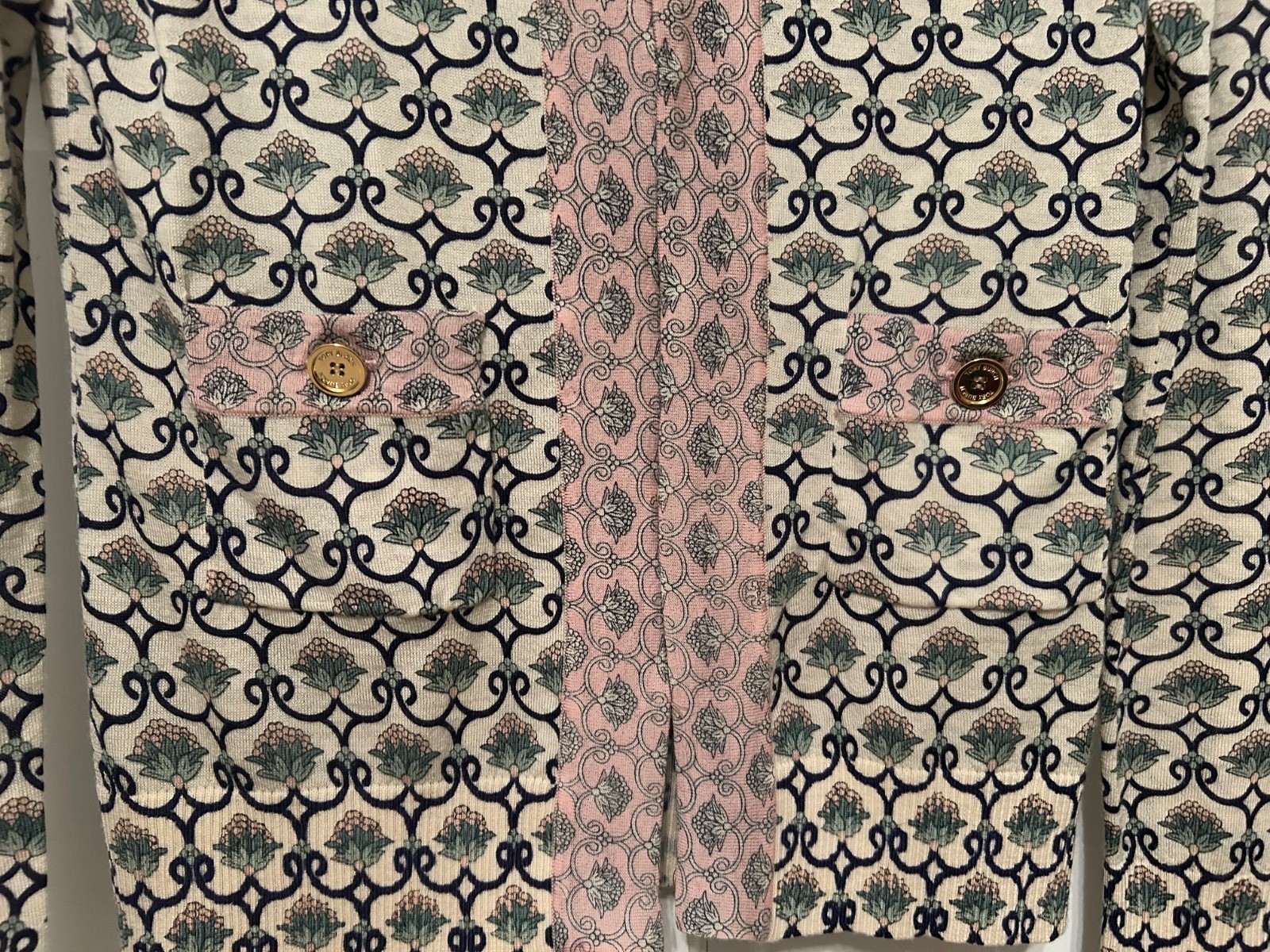 Tory Burch Lightweight 100% Wool Patterned Cardig… - image 3