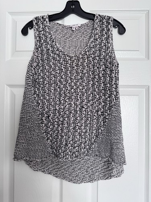 #ad HELMUT LANG Women’s Knit Tank Hi Low Black amp; Ecru Size L Large $26.00