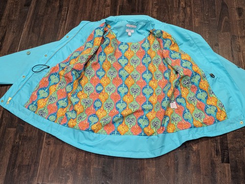 Peter Millar Kurtka Damska Mała Aqua Blue Element Water Utility Płaszcz przeciwdeszczowy Logo - Zdjęcie 8 z 17