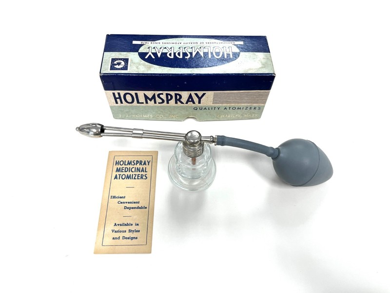 Vintage Holmspray Throat and Nasal Atomizer, Original Box