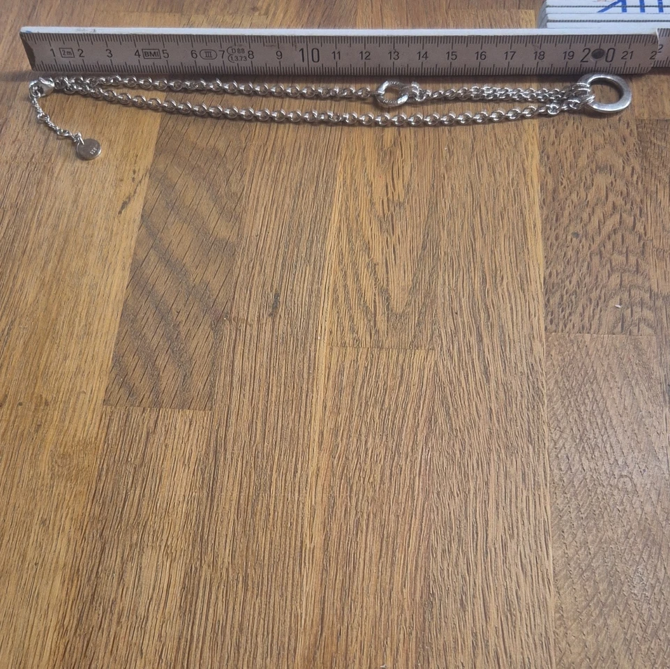 925 Sterlingsilber Halskette Kette mit rundem Charm-Anhänger Karabiner signiert - Bild 2 von 4