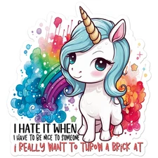 Hate Nice Unicorn - Vinyl Decal Sticker - Car Window Laptop - ebn11793